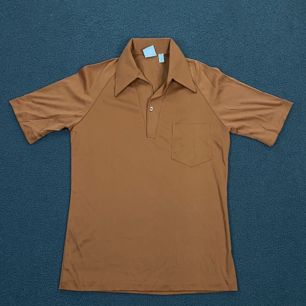 Vintage 70s Spire California Polo Shirt Mens Small Dagger Collar Retro Disco